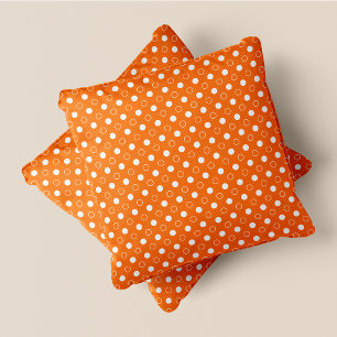 Orange & White Retro Chic Polka Dots Cushion