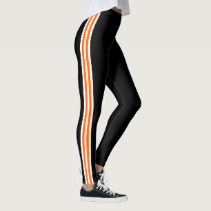 Orange White Side Stripe Black Leggings Your Colou