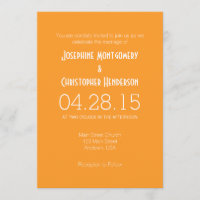 Orange White Simple Modern Wedding Invitation
