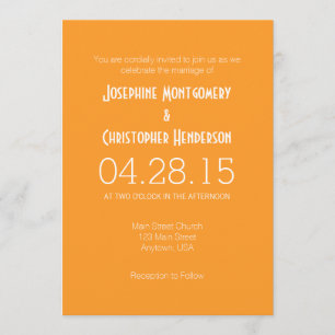 Orange White Simple Modern Wedding Invitation