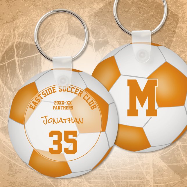 orange white soccer team colours kids sports gifts key ring (Creator Uploaded)