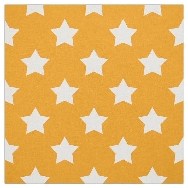 Orange White Stars Pattern Decorative Textile Fabric (Swatch)