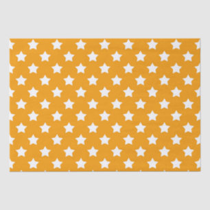 Orange White Stars Pattern Decorative Tissue Paper