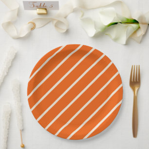 Orange & White Striped Party Plate