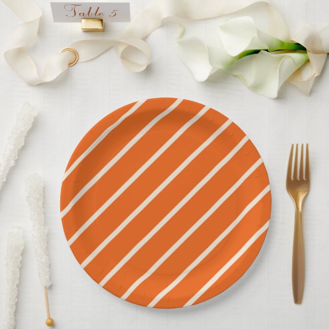 Orange & White Striped Party Plate (Wedding)