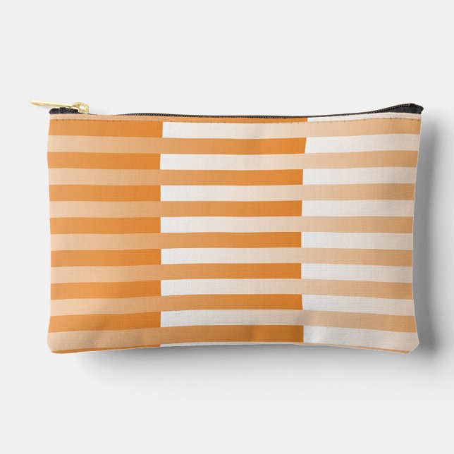 Orange White Striped Pattern Accessory Pouch (Front)