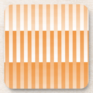 Orange White Striped Pattern Coaster
