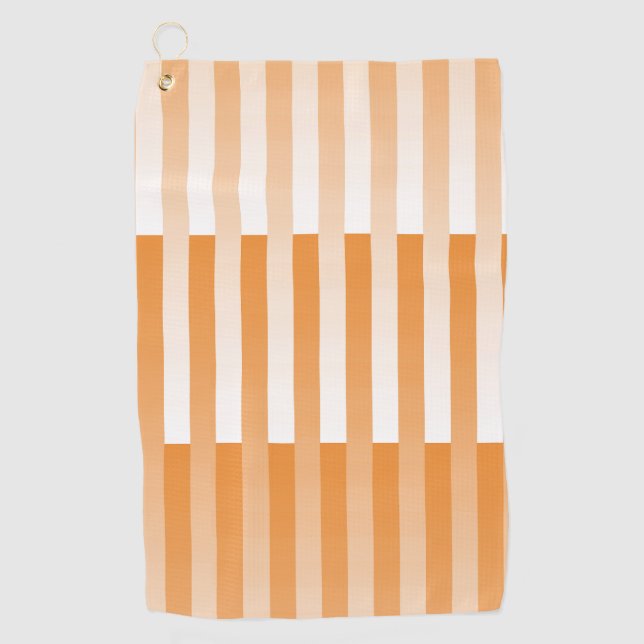 Orange White Striped Pattern Golf Towel (Front)