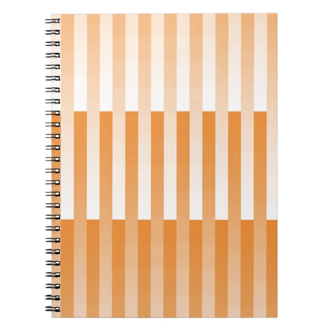 Orange White Striped Pattern Notebook (Front)