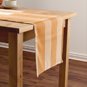 Orange White Striped Pattern Short Table Runner