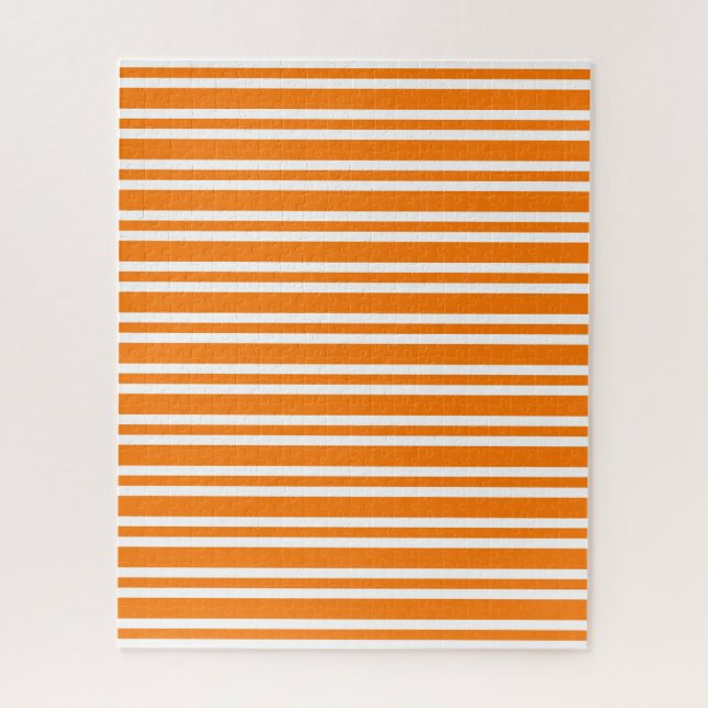 Orange White Stripes Pattern Jigsaw Puzzle (Vertical)