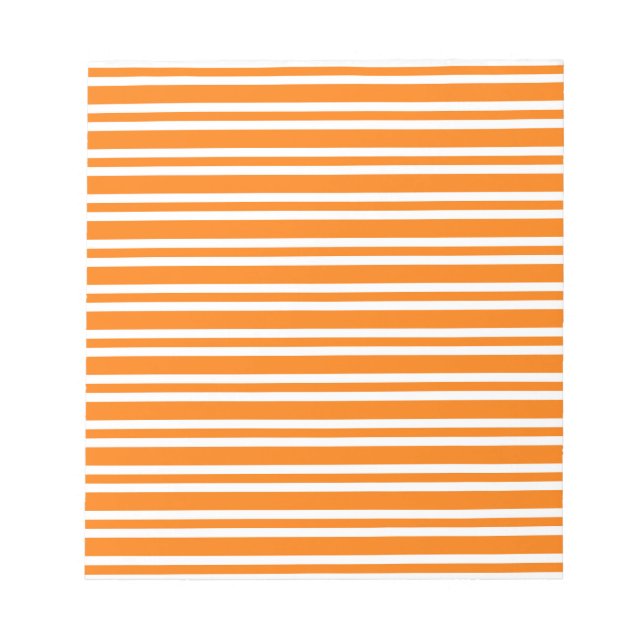 Orange White Stripes Pattern Notepad (Front)