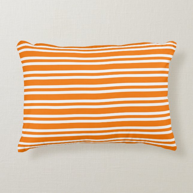 Orange White Stripes Seamless Pattern Decorative Cushion (Front)