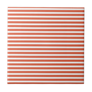 Orange White Strips Simple Stylish Modern Minimal Tile