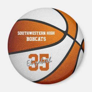 orange white team colours girls boys basketball magnet