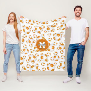 orange white team colours girls boys sporty soccer fleece blanket