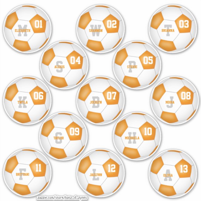 orange white team colours individual soccer player (Front)