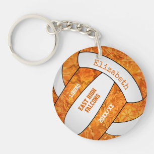 orange white team colours personalised volleyball key ring