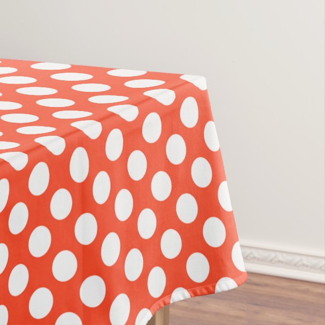 orange white tiled pattern polka dot  tablecloth (In Situ)