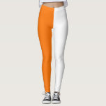 Orange White Two Tone Split Half Design Leggings<br><div class="desc">Orange and White Two Tone colour split half sides design leggings. #colorsplit #leggins #colorsplitleggins #twotoneleggins</div>