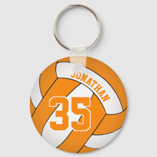 orange white volleyball team colours boys custom key ring