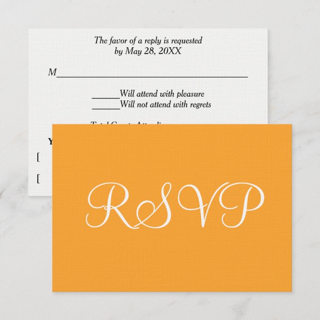 Orange White Wedding RSVP Card (Front/Back)