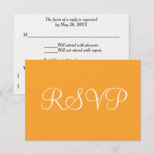 Orange White Wedding RSVP Card