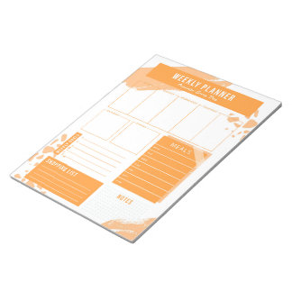Orange-White Weekly Planner Notepad