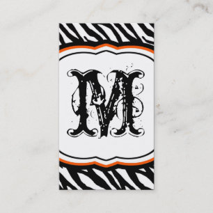 Orange White Zebra Print Pattern Business Card