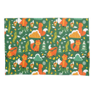 Orange Wild Autumn Winter Forest Fox Pillowcase