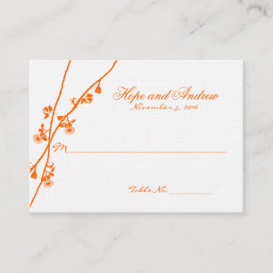 Orange Wild Flower Branche Wedding Place Card