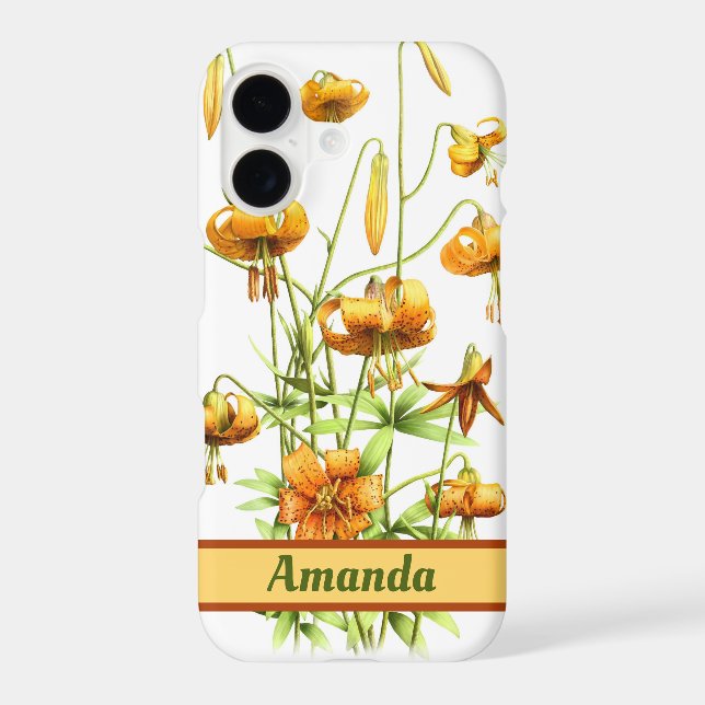 Orange Wild Tiger Lily Flowers Art Personalised (Back)
