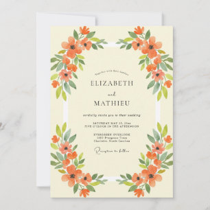 Orange Wildflower Wedding Invitation