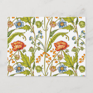 Orange Wildflowers Blue& White Flowers New Address Postcard