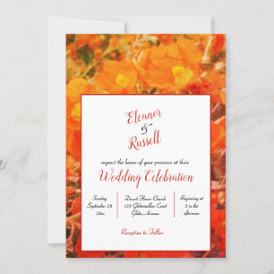 Orange Wildflowers Rustic Floral Wedding Invitation