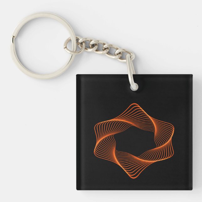 Orange Wire Frame Torus Object Key Ring (Front)