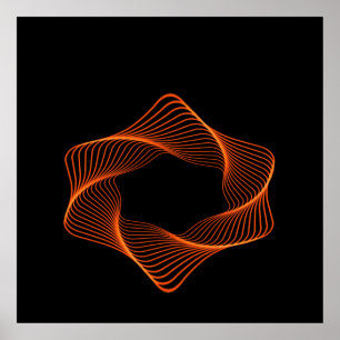 Orange Wire Frame Torus Object Poster