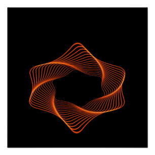 Orange Wire Frame Torus Object Poster