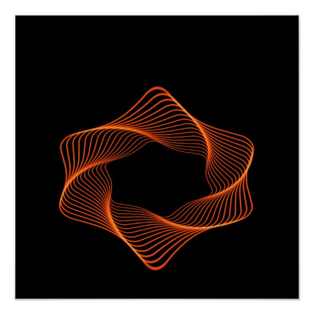 Orange Wire Frame Torus Object Poster (Front)