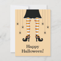 Orange Witch Legs And Spiders Happy Halloween Text