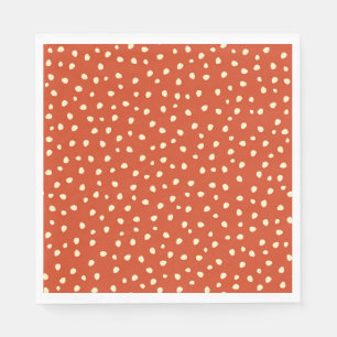 Orange With Beige Dots Paper Napkin