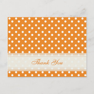Orange With White Polka Dot Thank You Cards