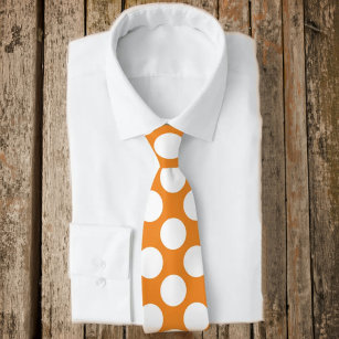 Orange with White Polka Dots Retro Tie