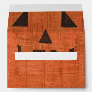 Orange Wooden Pumpkin Rustic Halloween Party Envelopes