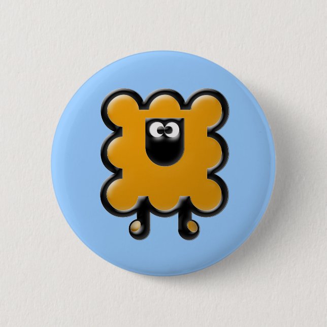 orange woollie 6 cm round badge (Front)