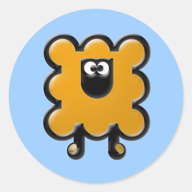 orange woollie classic round sticker (Front)