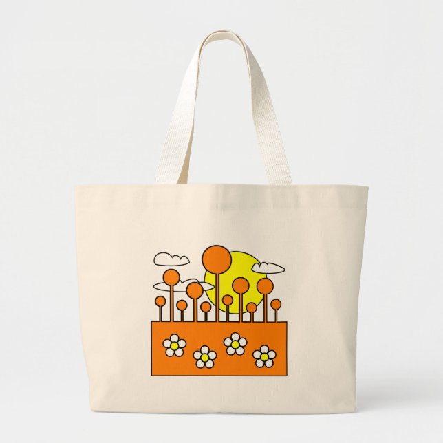 Orange World Large Tote Bag (Front)