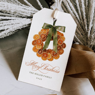Orange Wreath Christmas Gift Tags