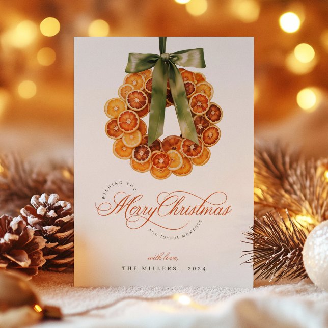 Orange Wreath Christmas Photo Holiday Card (Creator Uploaded)