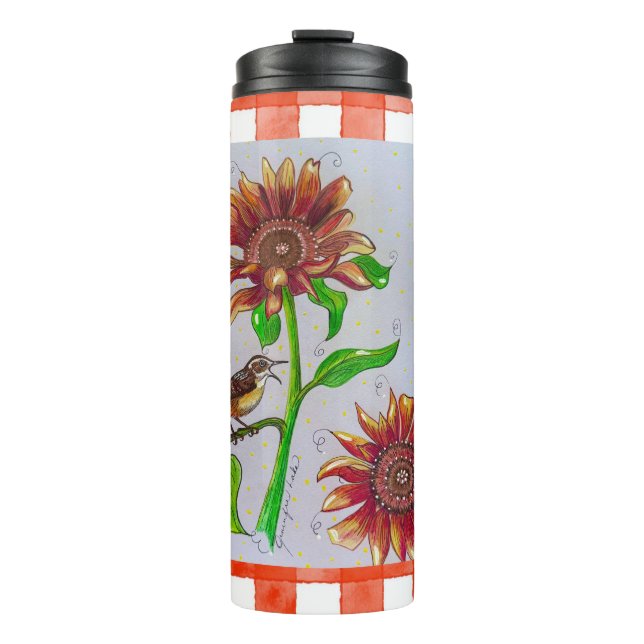 Orange Wren Thermal Tumbler (Front)